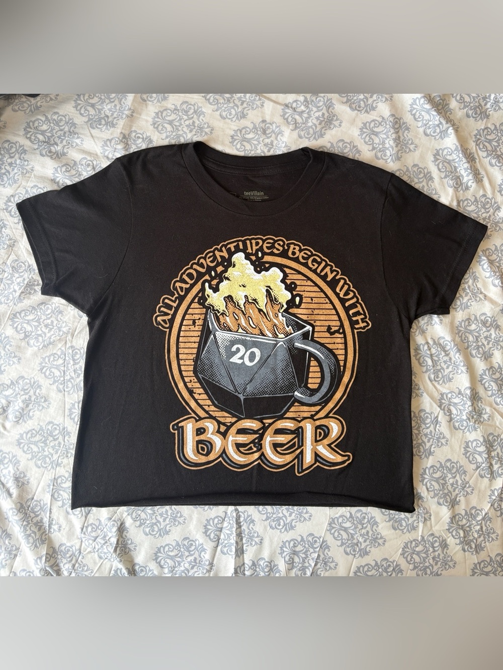 Black Graphic Tee "All Adventures Begin With Beer"